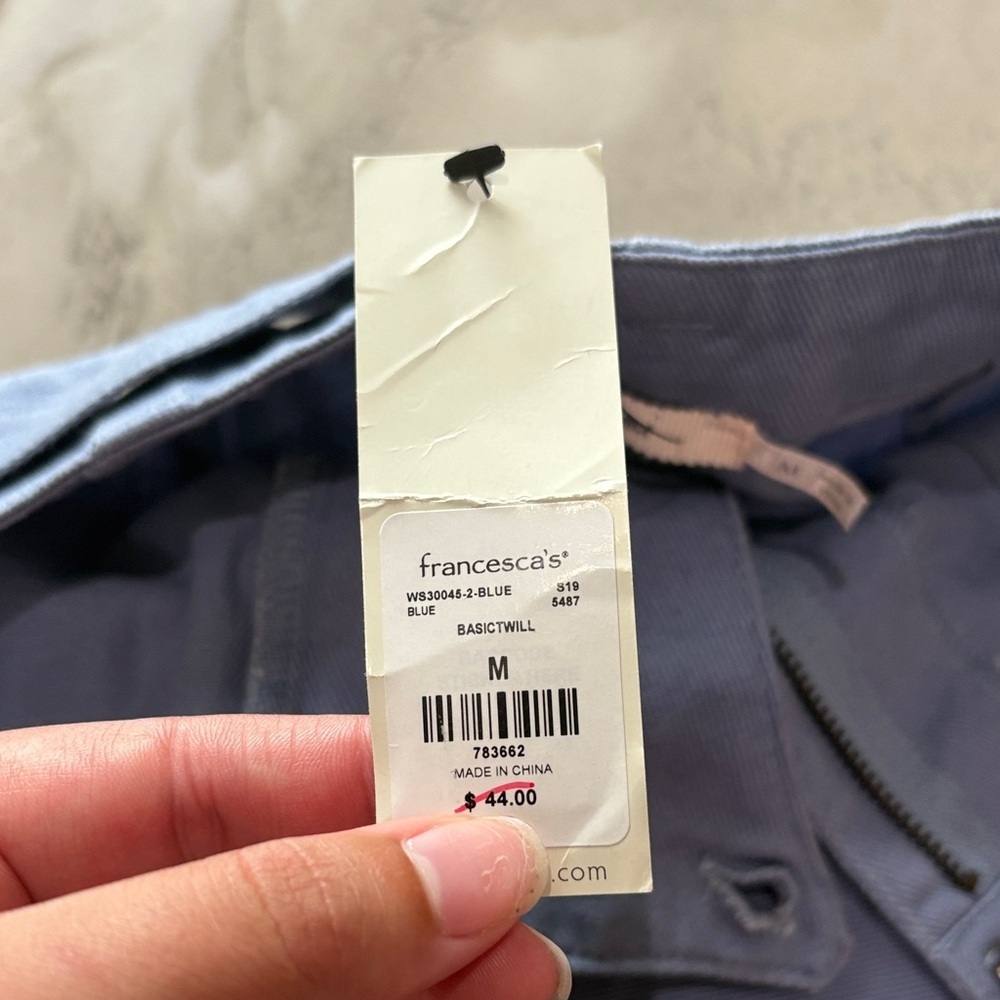 Francesca's Collections Sky Blue Twill Skirt - Picture 2 of 4